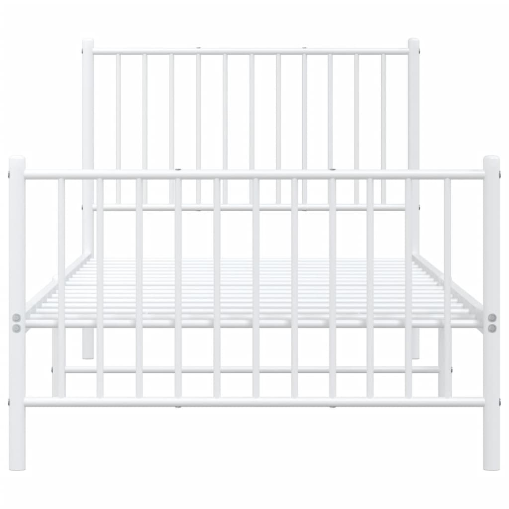 Metal Bed Frame without Mattress with Footboard White 90x200cm