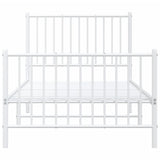 Metal Bed Frame without Mattress with Footboard White 90x200cm