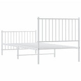 Metal Bed Frame without Mattress with Footboard White 90x200cm