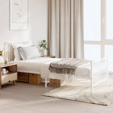 Metal Bed Frame without Mattress with Footboard White 90x200cm