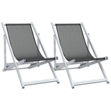 Folding Beach Chairs 2 Pcs Aluminium And Textilene
