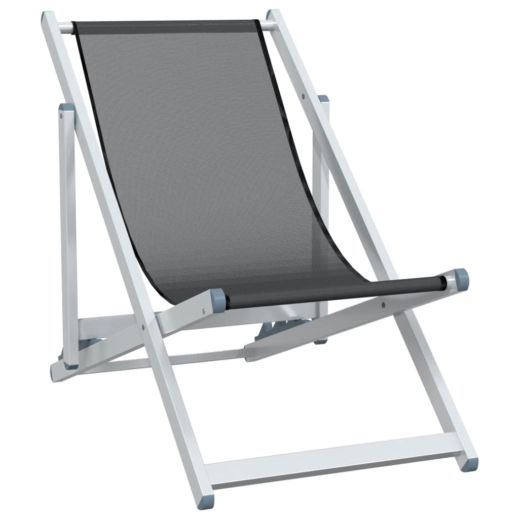 Folding Beach Chairs 2 Pcs Aluminium And Textilene