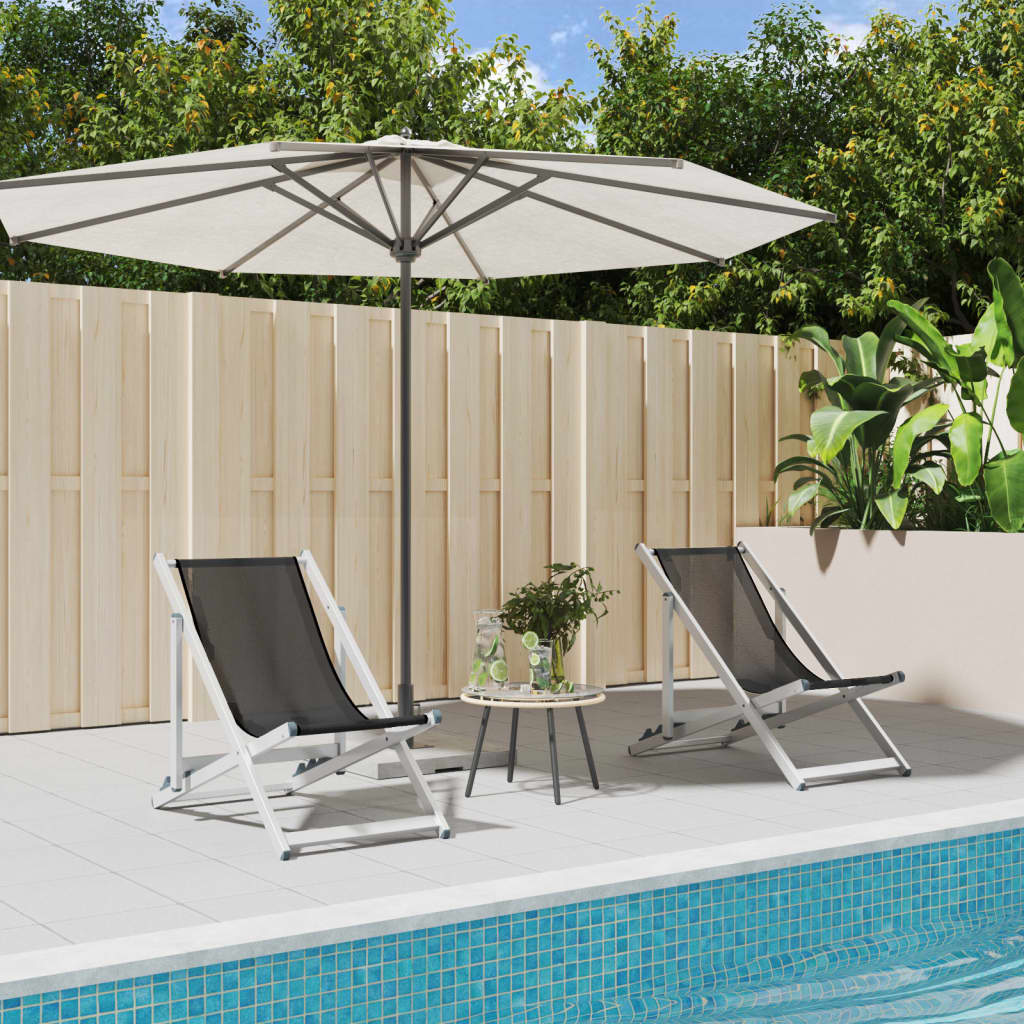 Folding Beach Chairs 2 Pcs Aluminium And Textilene