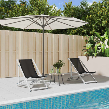 Folding Beach Chairs 2 Pcs Aluminium And Textilene