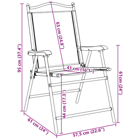 Folding Garden Chairs 2 Pcs Melange Steel And Textilene