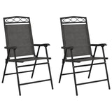 Folding Garden Chairs 2 Pcs Melange Steel And Textilene