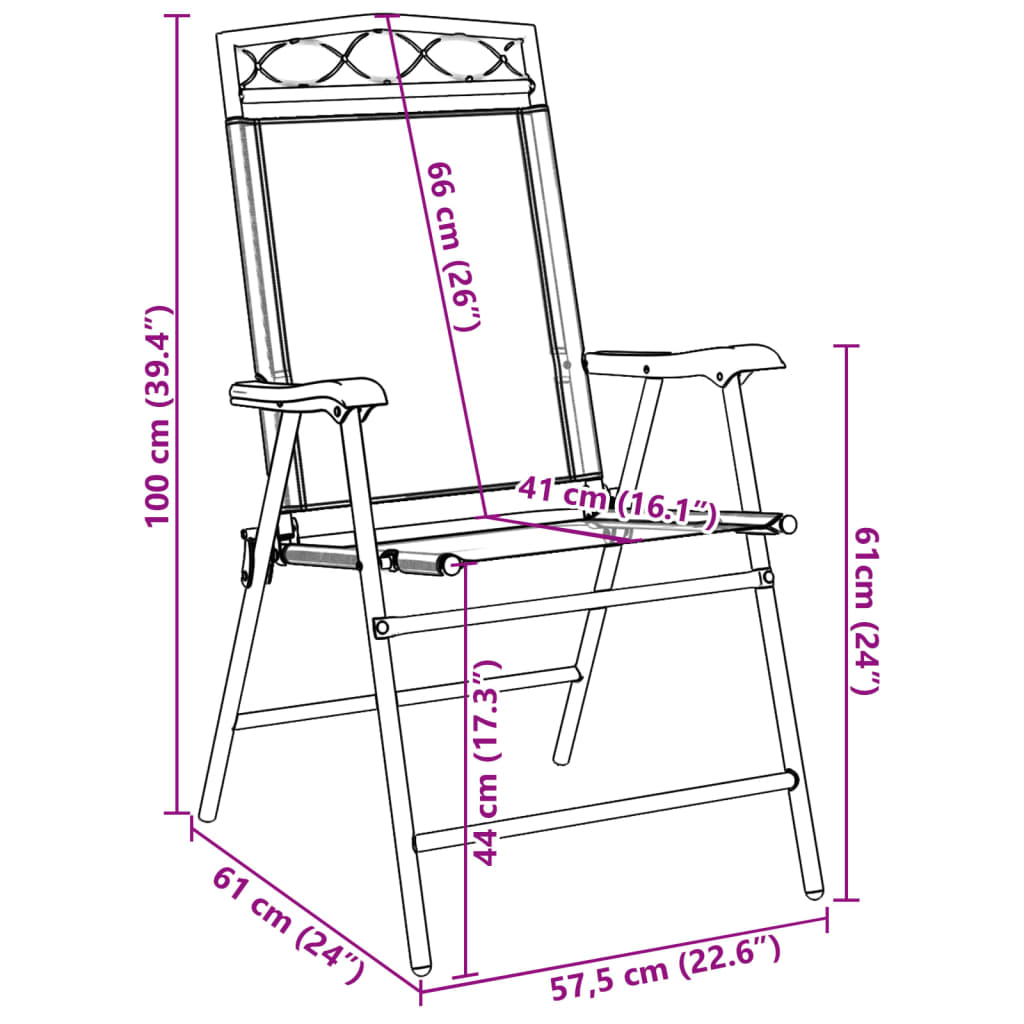 Folding Garden Chairs 2 Pcs Melange Steel And Textilene