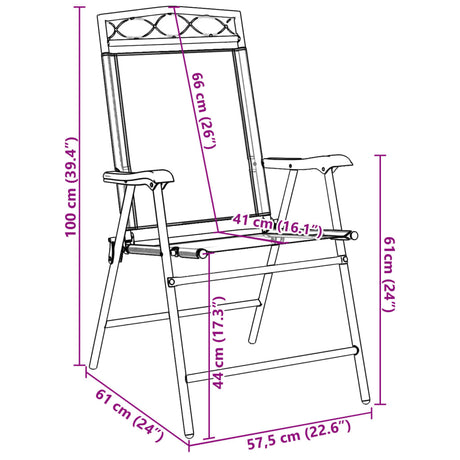 Folding Garden Chairs 2 Pcs Melange Steel And Textilene