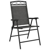 Folding Garden Chairs 2 Pcs Melange Steel And Textilene