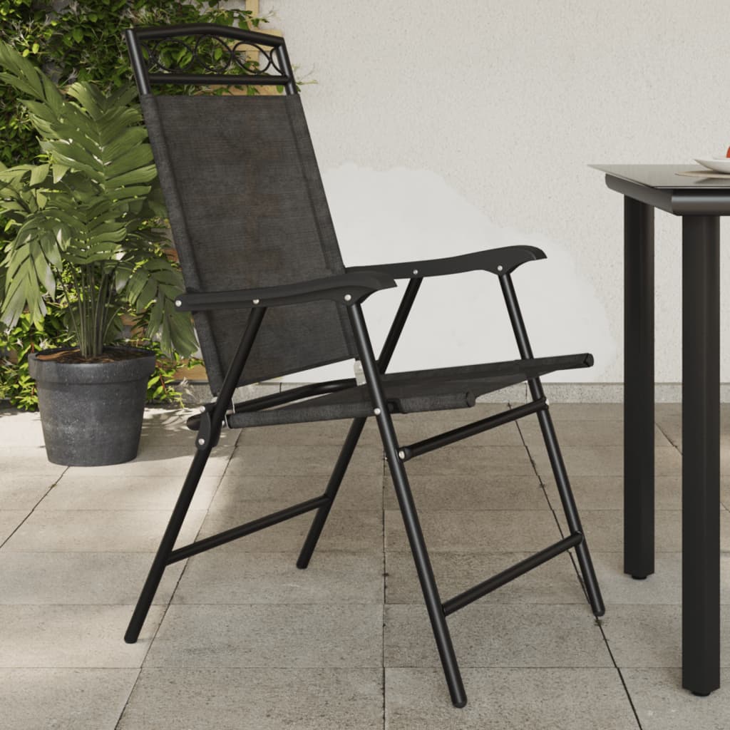 Folding Garden Chairs 2 Pcs Melange Steel And Textilene