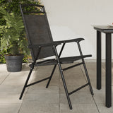 Folding Garden Chairs 2 Pcs Melange Steel And Textilene