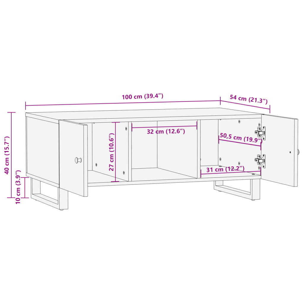 Coffee Table 100X54X40 Cm Solid Wood Reclaimed&Engineered Wood