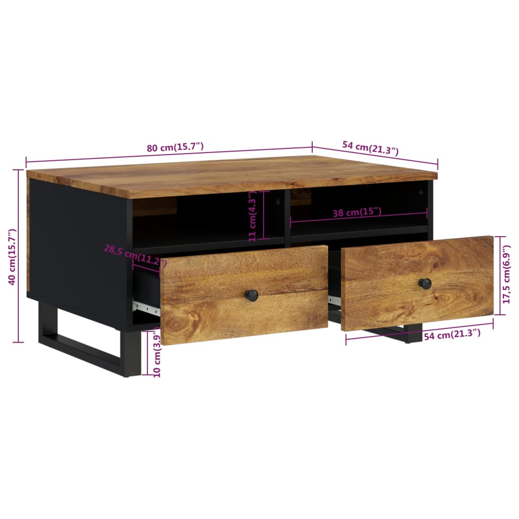 Coffee Table 80X54X40 Cm Solid Wood Mango&Engineered Wood