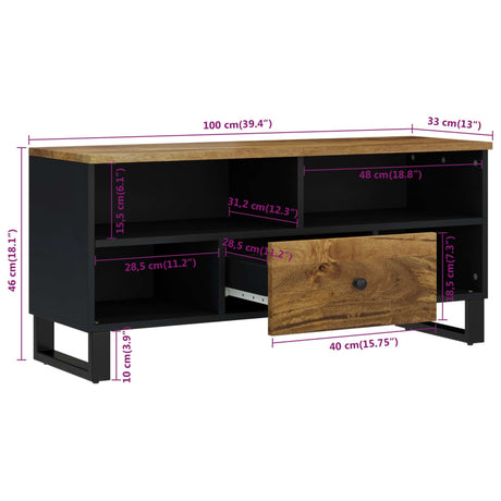 Tv Cabinet 100X33X46 Cm Solid Wood Mango&Engineered Wood