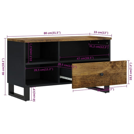 Tv Cabinet 80X33X46 Cm Solid Wood Mango&Engineered Wood