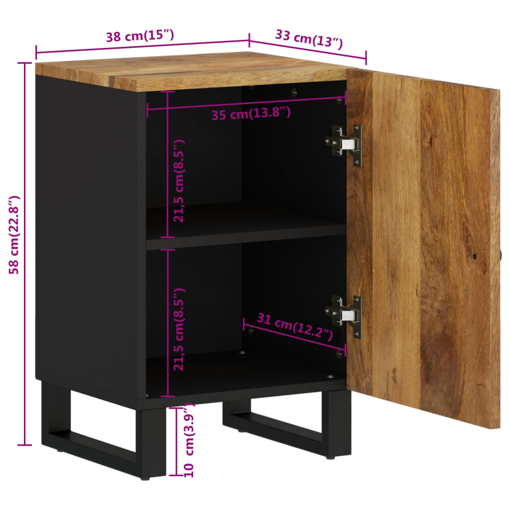 Bathroom Cabinet 38X33X58 Cm Solid Wood Mango
