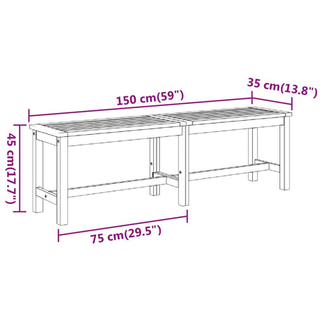 Garden Bench 150X35X45 Cm Solid Wood Acacia