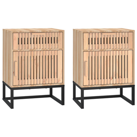 Bedside Cabinets 2 Pcs 40X30X55.5 Cm Engineered Wood&Iron