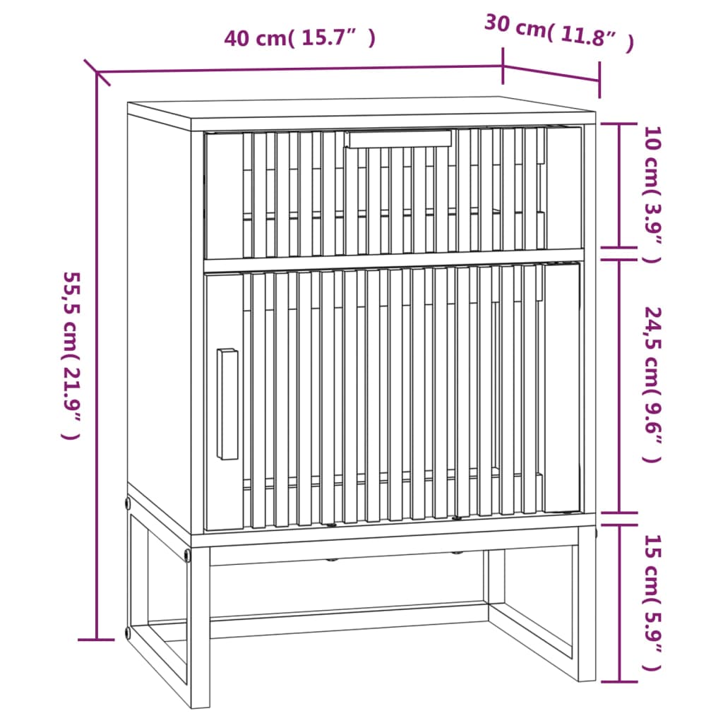 Bedside Cabinets 2 Pcs 40X30X55.5 Cm Engineered Wood&Iron