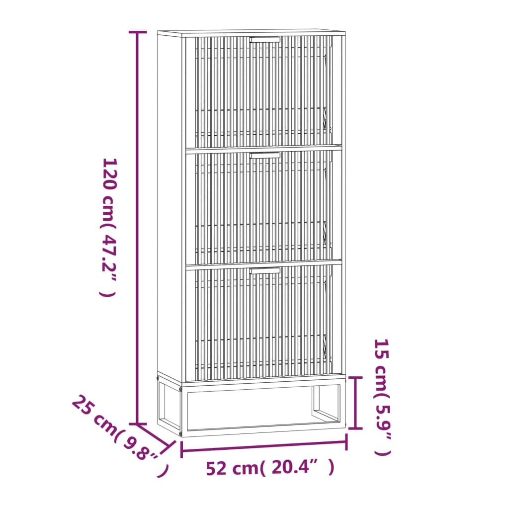Shoe Cabinet 52X25X120 Cm Engineered Wood