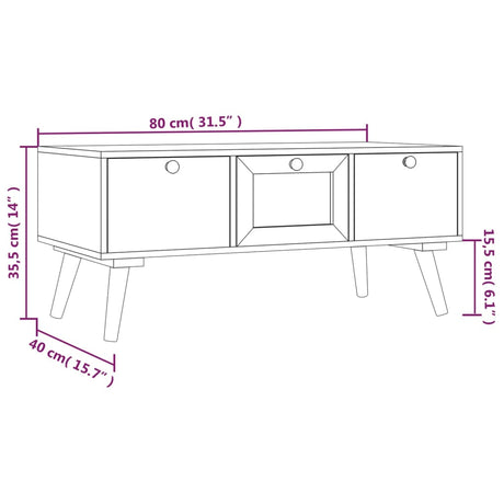 Coffee Table With Drawers 80X40X35.5 Cm Engineered Wood