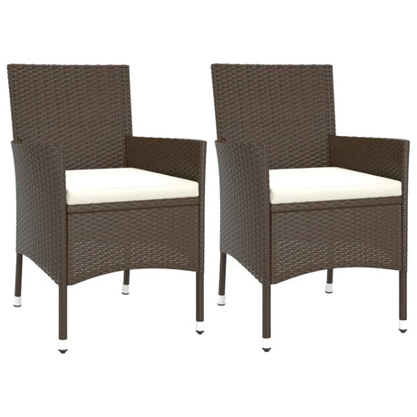 Garden Chairs With Cushions 2 Pcs Brown Poly Rattan