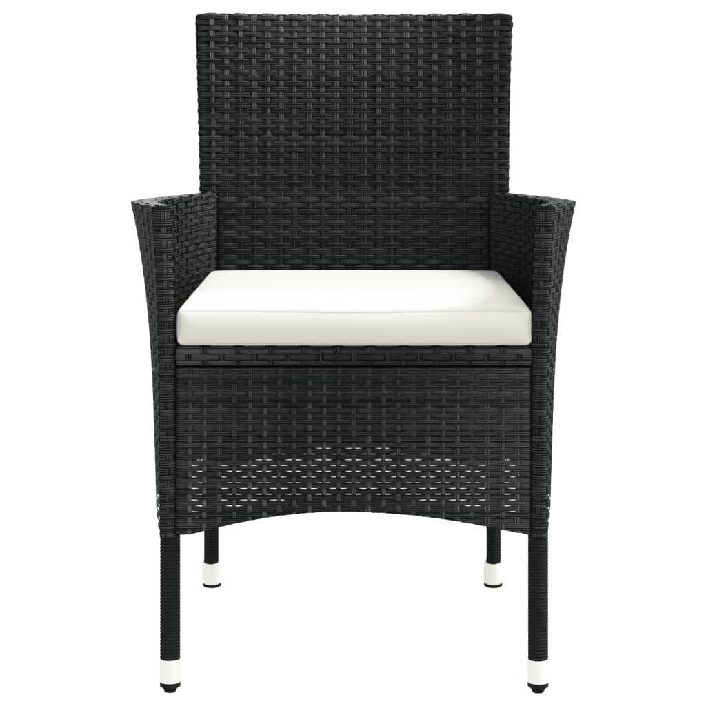 Garden Chairs With Cushions 2 Pcs Black Poly Rattan
