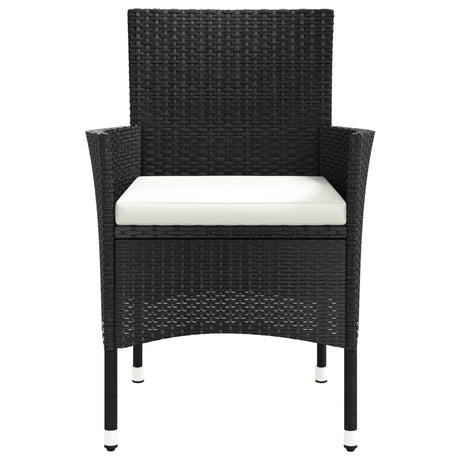 Garden Chairs With Cushions 2 Pcs Black Poly Rattan