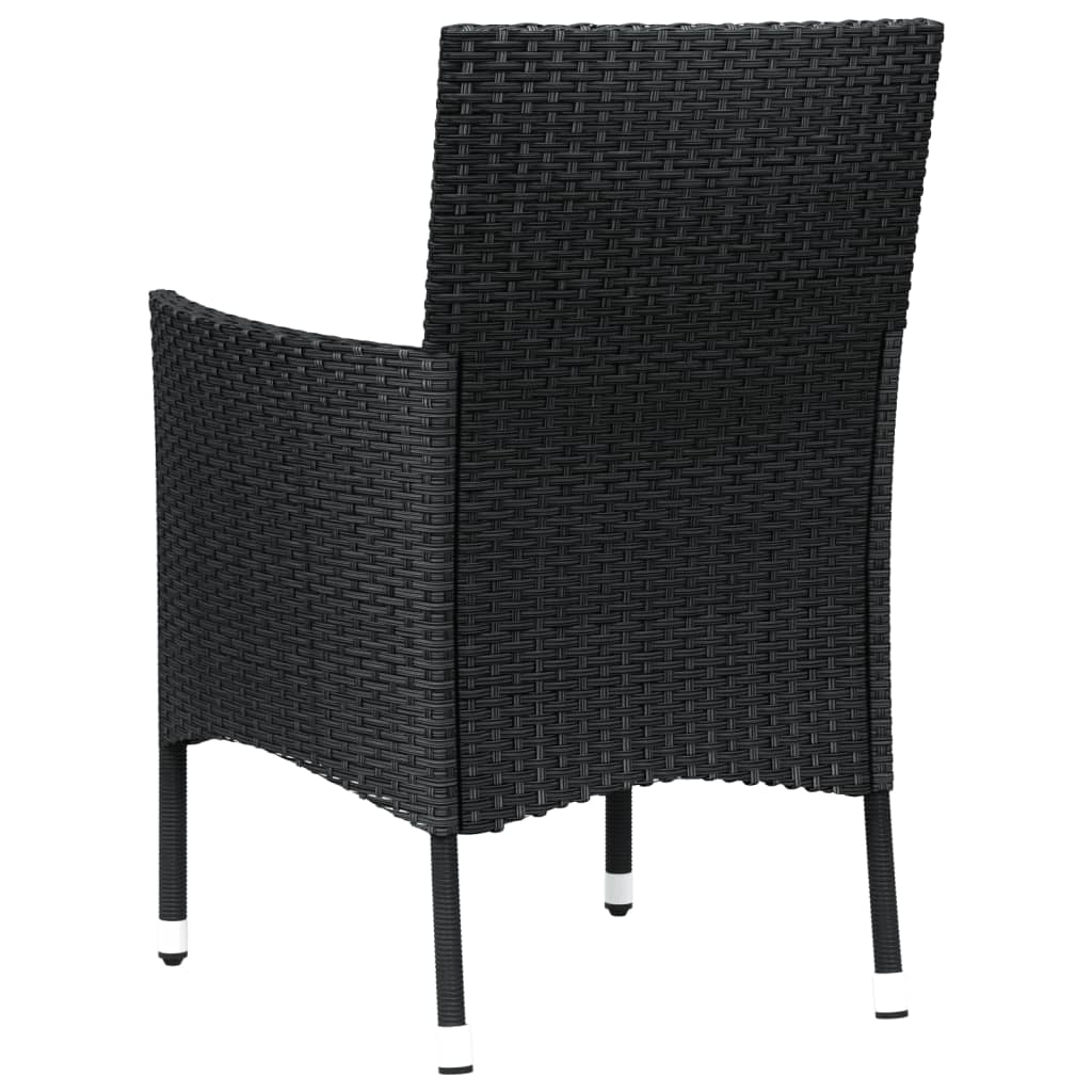 Garden Chairs With Cushions 2 Pcs Black Poly Rattan