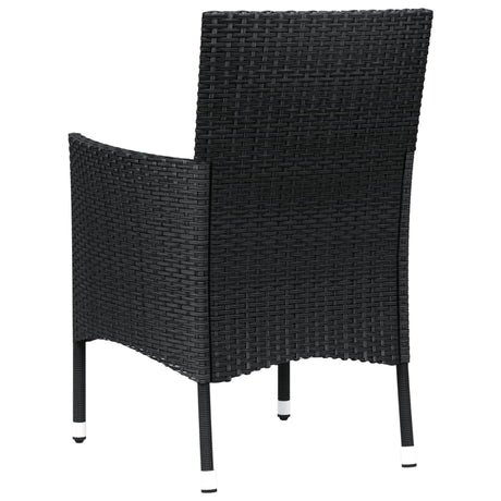 Garden Chairs With Cushions 2 Pcs Black Poly Rattan