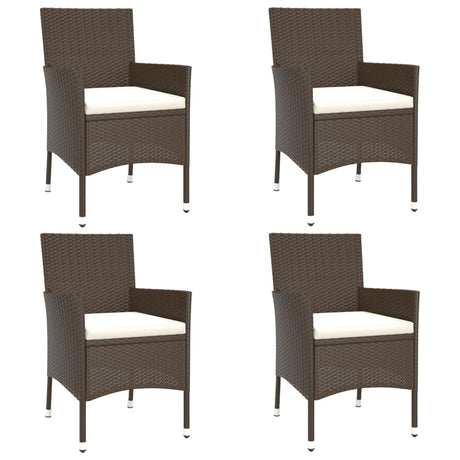 Garden Chairs With Cushions 4 Pcs Brown Poly Rattan