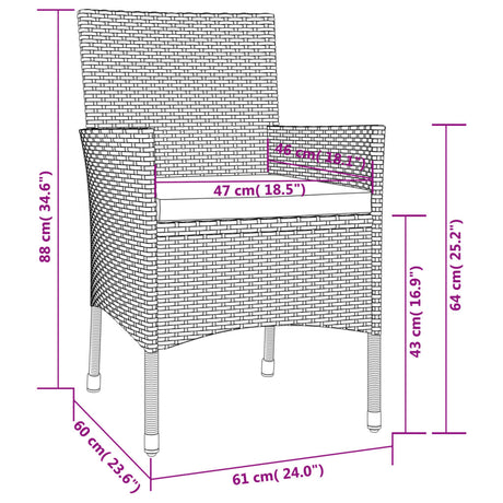 Garden Chairs With Cushions 4 Pcs Brown Poly Rattan