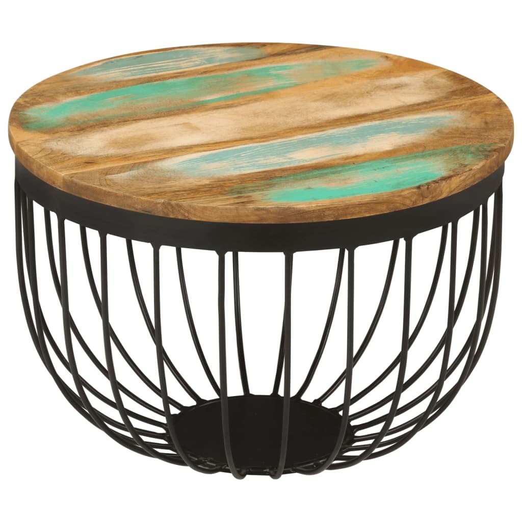 Coffee Table Ø50X35 Cm Solid Wood Reclaimed And Steel