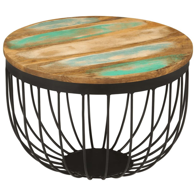 Coffee Table Ø50X35 Cm Solid Wood Reclaimed And Steel