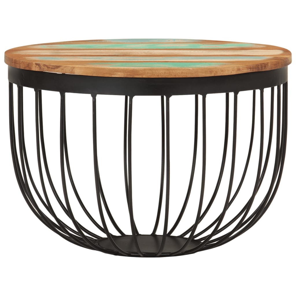 Coffee Table Ø50X35 Cm Solid Wood Reclaimed And Steel