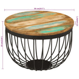 Coffee Table Ø50X35 Cm Solid Wood Reclaimed And Steel