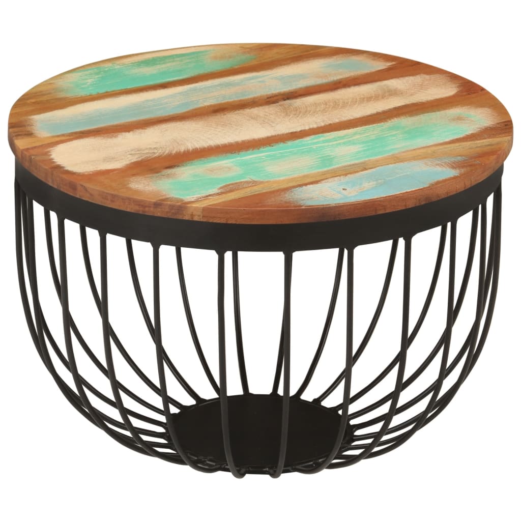 Coffee Table Ø50X35 Cm Solid Wood Reclaimed And Steel