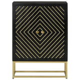 Sideboard With 2 Doors Black&Gold 55X30X75 Cm Solid Wood Mango