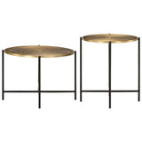Coffee Tables 2 Pcs Brass And Black Metal