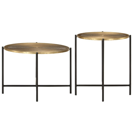 Coffee Tables 2 Pcs Brass And Black Metal