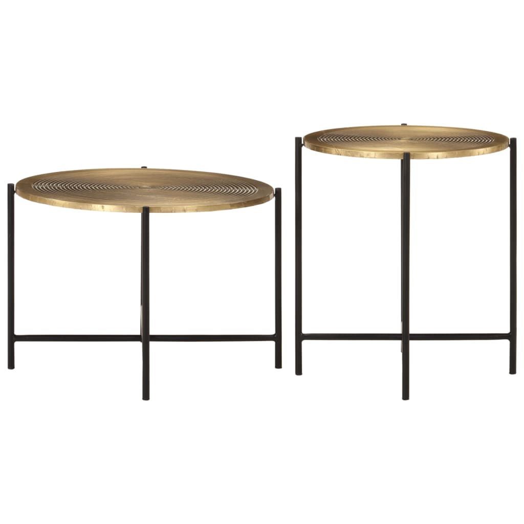 Coffee Tables 2 Pcs Brass And Black Metal