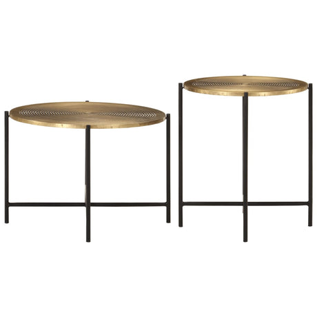 Coffee Tables 2 Pcs Brass And Black Metal