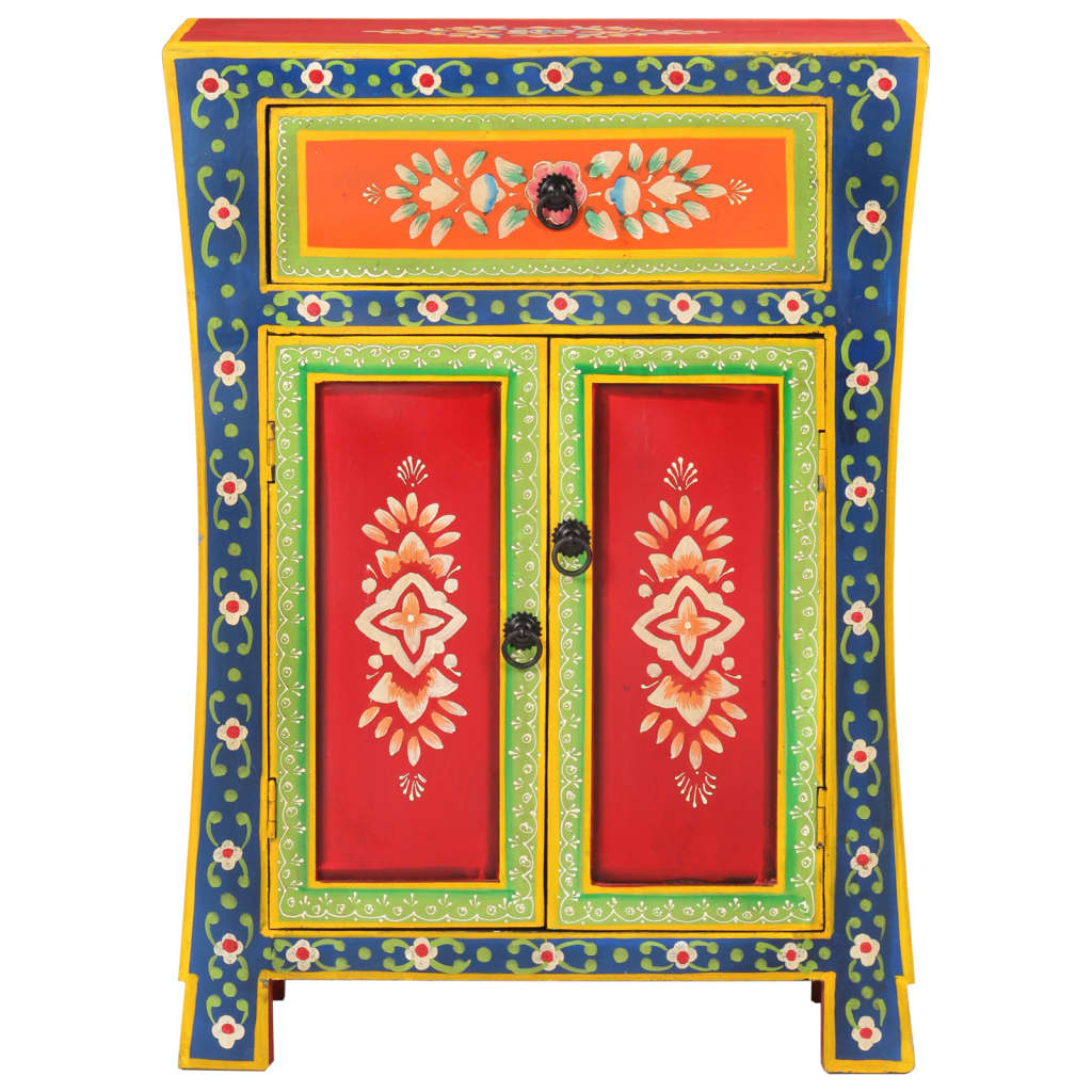 Hand Painted Sideboard 54X30X74 Cm Solid Wood Mango