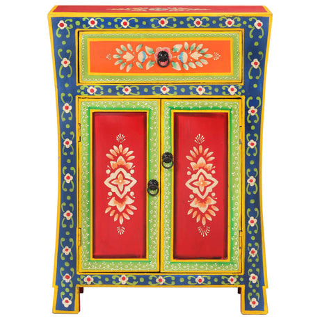 Hand Painted Sideboard 54X30X74 Cm Solid Wood Mango