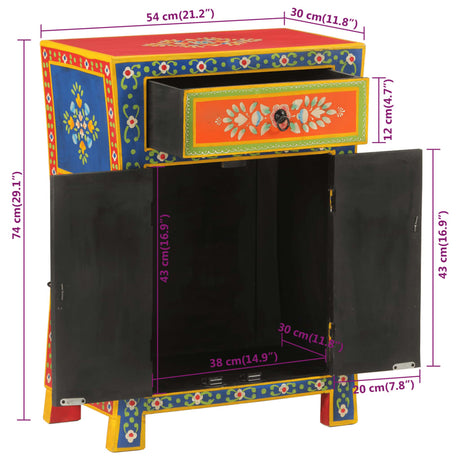 Hand Painted Sideboard 54X30X74 Cm Solid Wood Mango