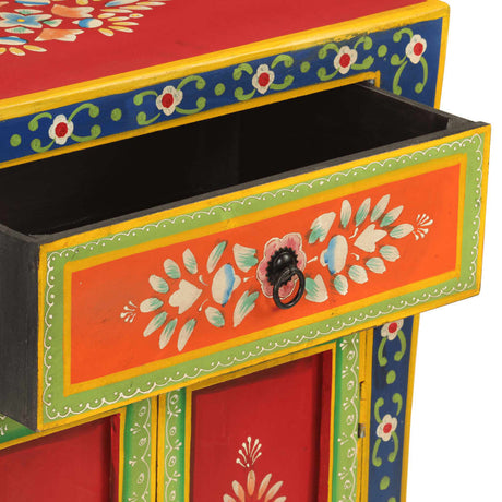 Hand Painted Sideboard 54X30X74 Cm Solid Wood Mango
