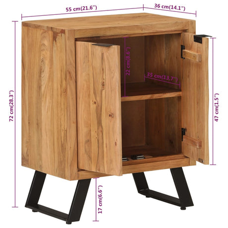 Sideboard With 2 Doors 55X36X72 Cm Solid Wood Acacia