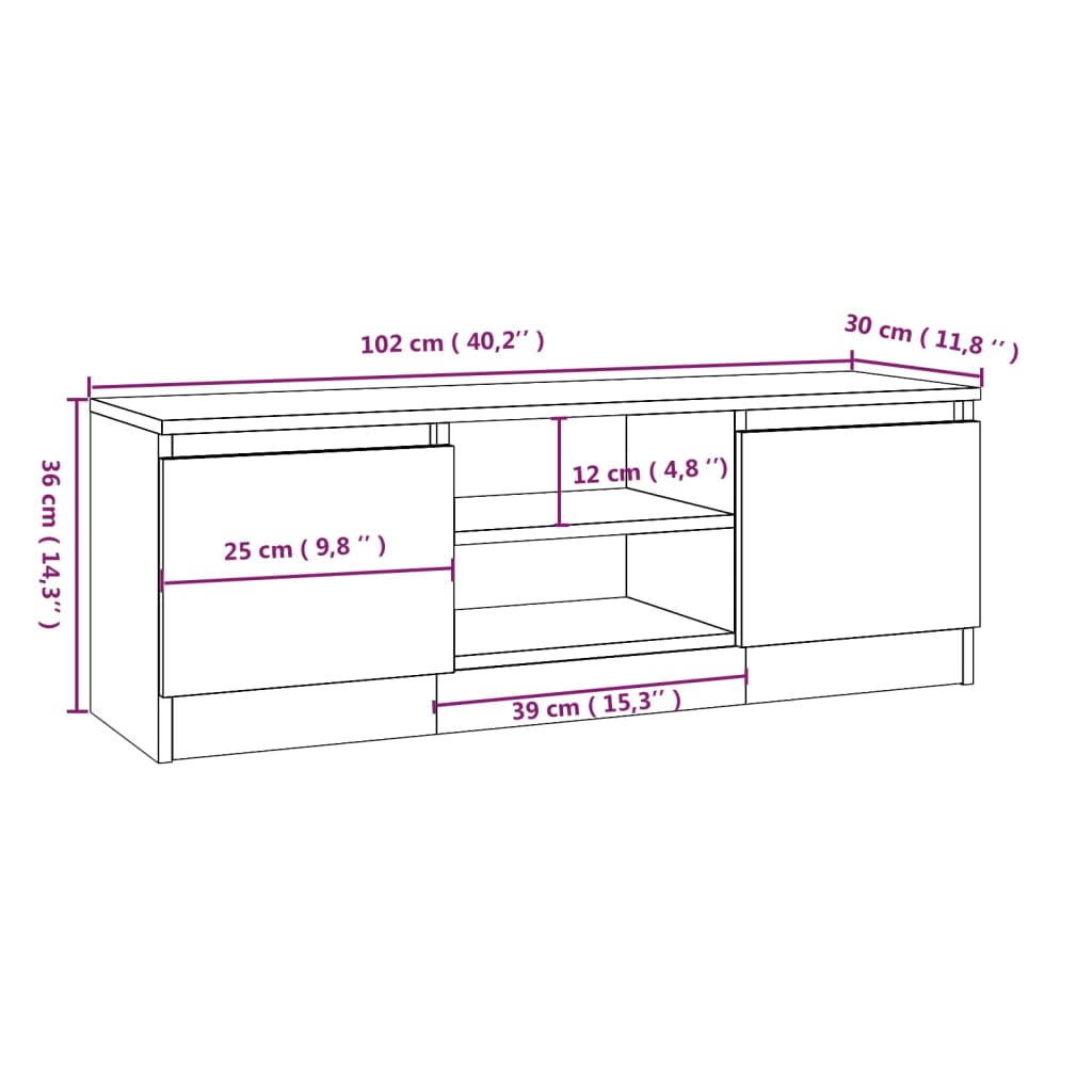 Tv Cabinet With Door 102X30X36 Cm