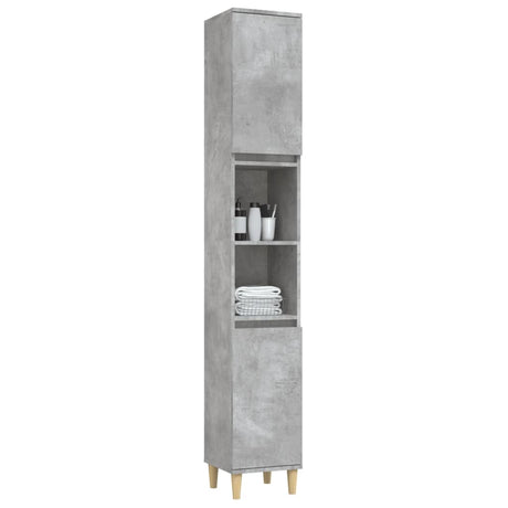 Bathroom Cabinet Concrete Grey 30X30X190 Cm Engineered Wood