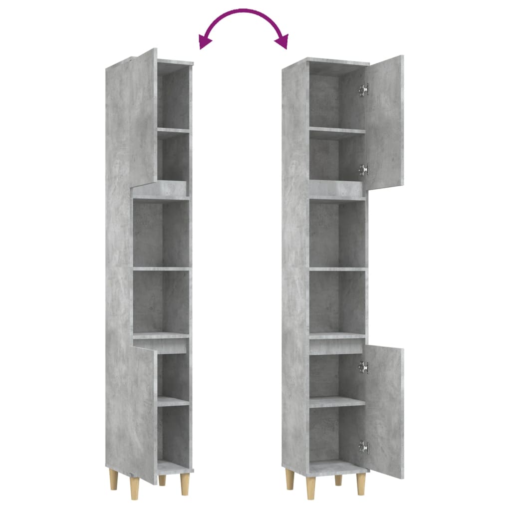 Bathroom Cabinet Concrete Grey 30X30X190 Cm Engineered Wood
